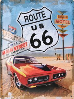 Plechová cedule Route 66 "Car"