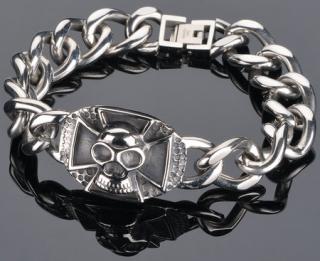 Náramek "Iron Cross Skull", 22 cm