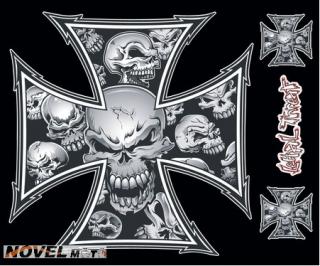 Samolepka "Skull Iron Cross"