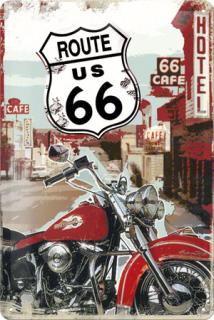 Plechová cedule "Route 66 Hotel"