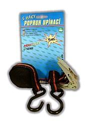 Stahovací upínací popruh s háky a ráčnou