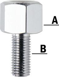 Redukce na zrcátko z M8 na M10, chrom (A=10, B=8 mm)