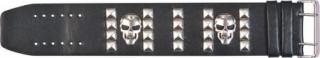 Motorkářský kožený náramek "Skull", šíře 60 mm