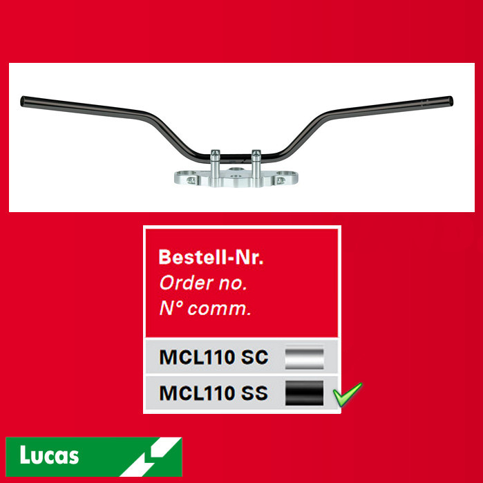 Řídítka na motorku Lucas TRW "Classic High" 22 mm černé, 81 cm