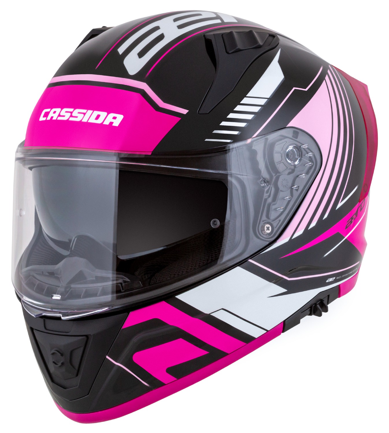 Cassida AERO DROME dámská (černá met./růžová/bílá), integrální helma na motorku