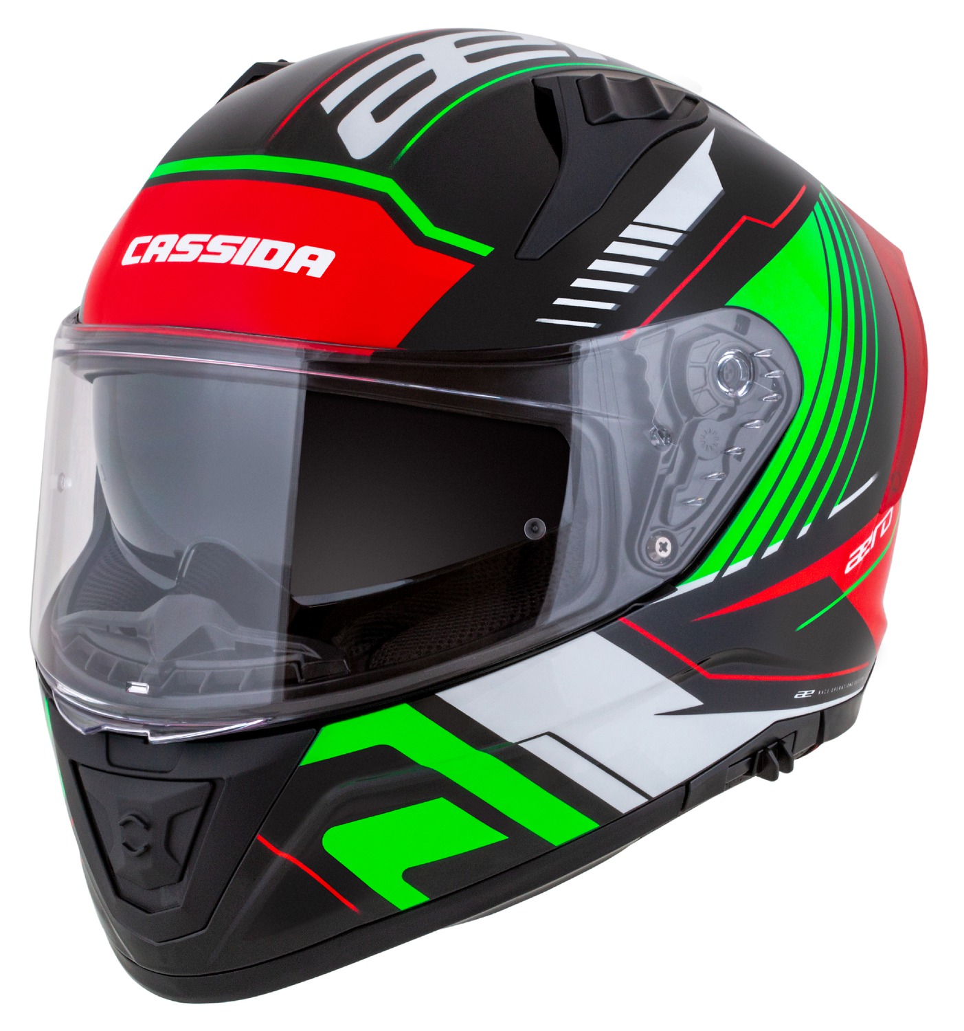 Cassida AERO DROME (černá met./červená/zelená/bílá), integrální helma na motorku
