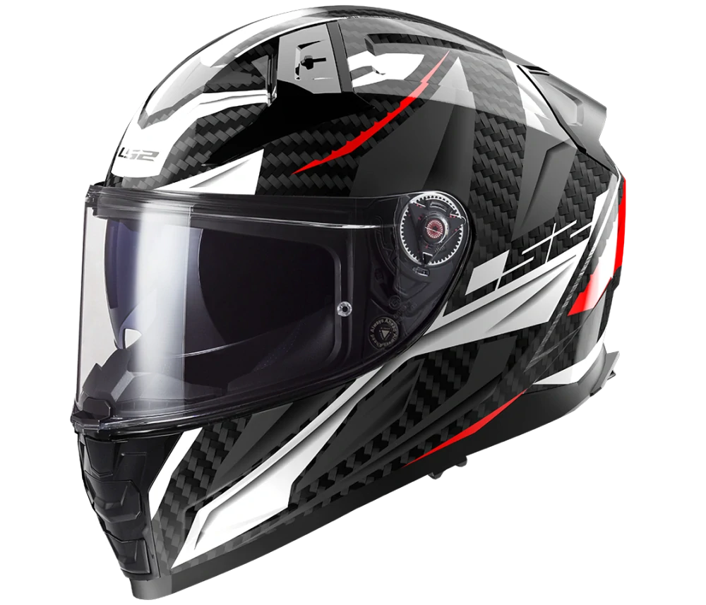 Helma na motorku LS2 FF811 VECTOR II C CARBON SAVAGE WHITE RED GREY, lesklá