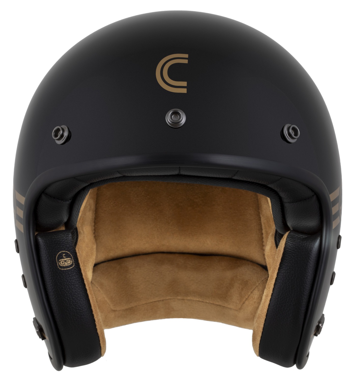 Helma na motorku CASSIDA Eso Jawa Pérák (černá perleť/zlatá)