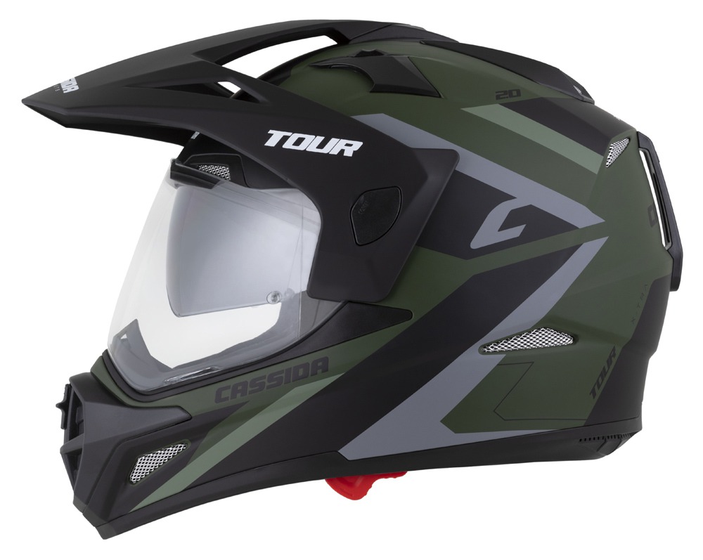 Enduro helma na motorku Cassida Tour 2.0 X-tra (zelená matná/šedá/černá)