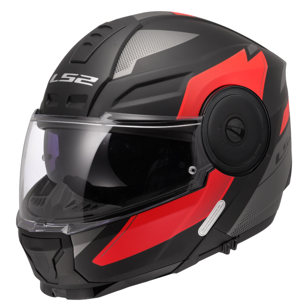 LS2 FF902 SCOPE II DURIA Matt Black Red, výklopná helma na motorku + PINLOCK v ceně