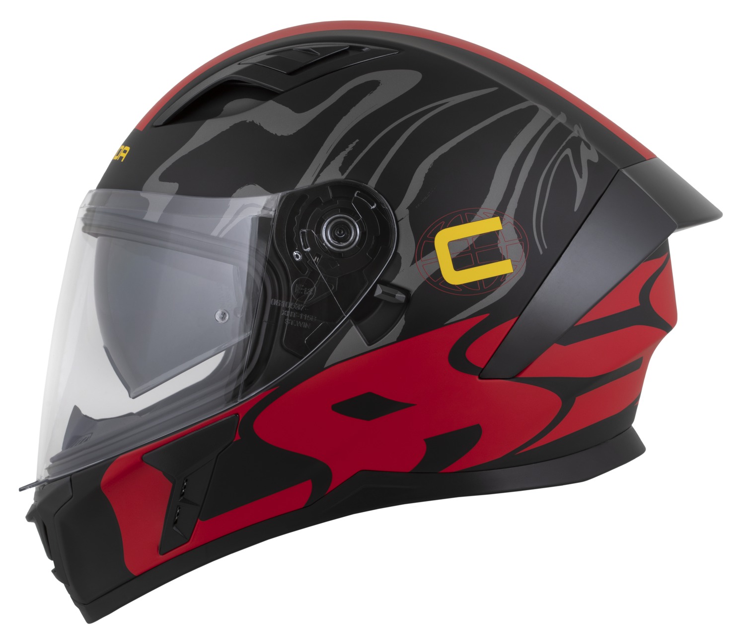 Integrální helma na motorku CASSIDA Orbit Multivers (černá matná/červená/šedá/žlutá)