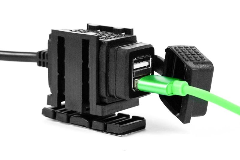 USB moto zásuvka "MINI" na řidítka, 2x USB zásuvka na motorku 