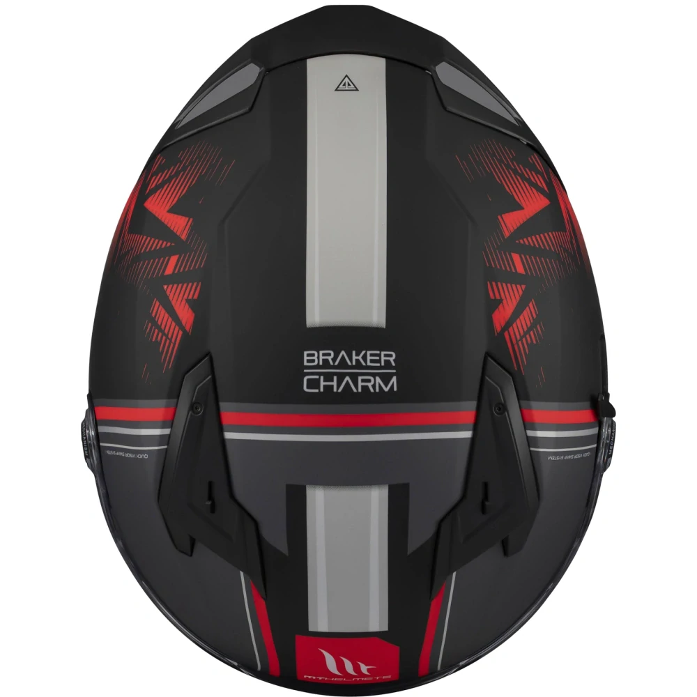 Integrální helma na motorku MT BRAKER SV Charm matná černo-červená (5 hvězd v nárazovém testu SHARP)