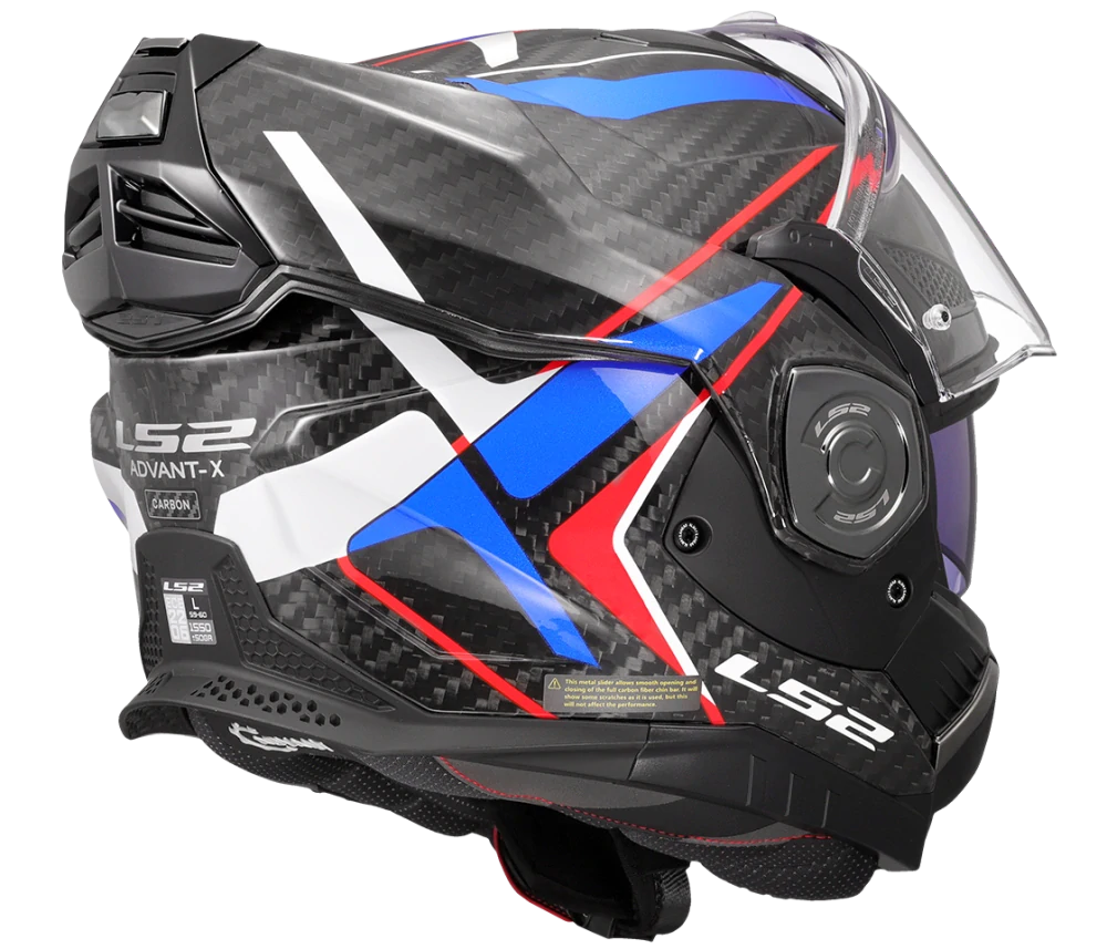 LS2 FF901 Advant X CARBON FUTURE II Gloss White Blue, překlápěcí helma na motorku