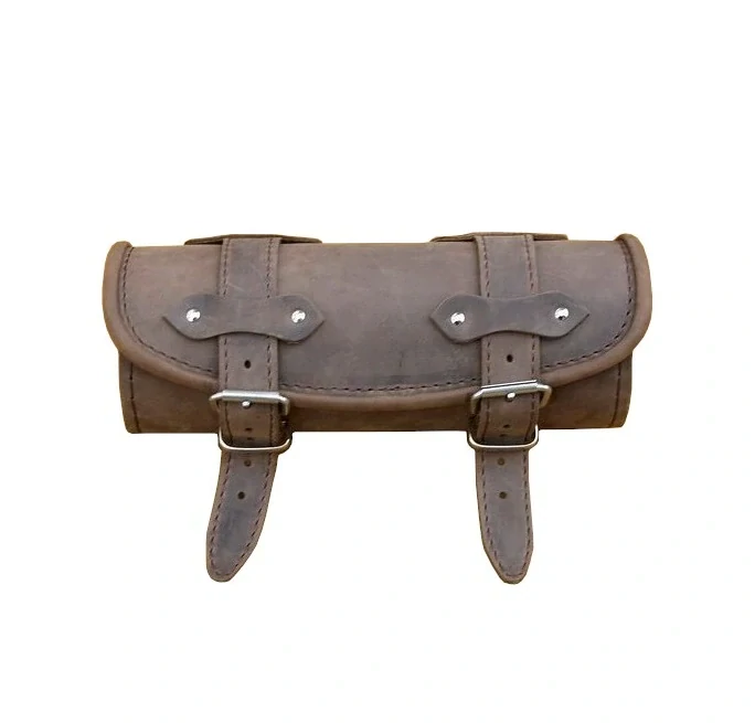 Kožená rolka na motorku/chopper hnědá