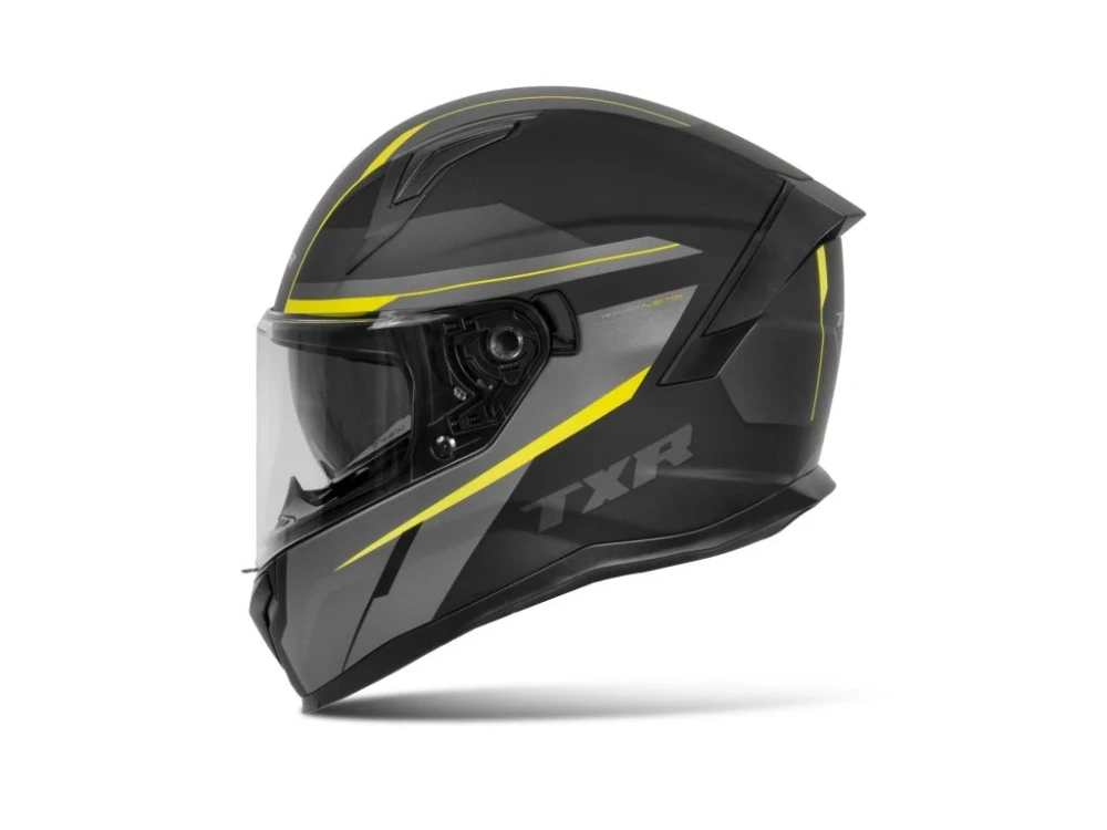 Integrální helma na motorku TXR Raptor černo-šedo-fluo žlutá matná