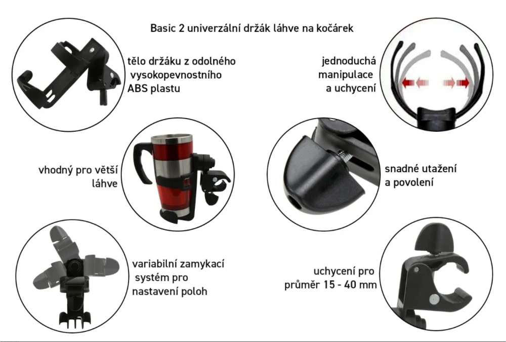 SEFIS Basic 2 univerzální držák láhve na motocykl