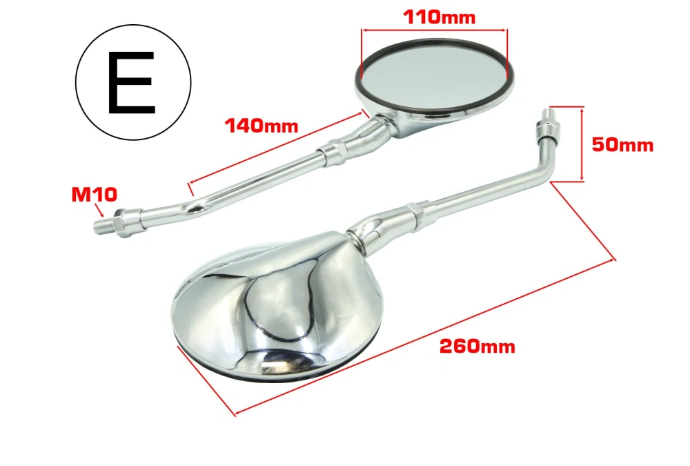 Zrcátka na motorku SEFIS Chrome 711, pár