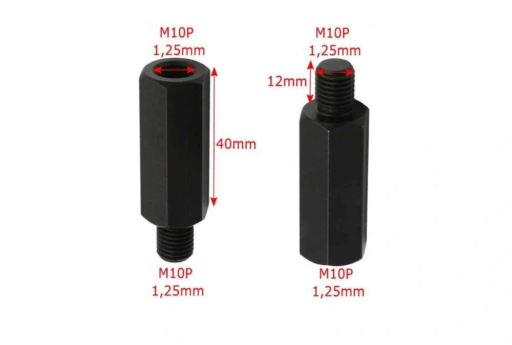 Prodloužení (zvýšení) moto zrcátek 40mm 2x M10P,  2ks