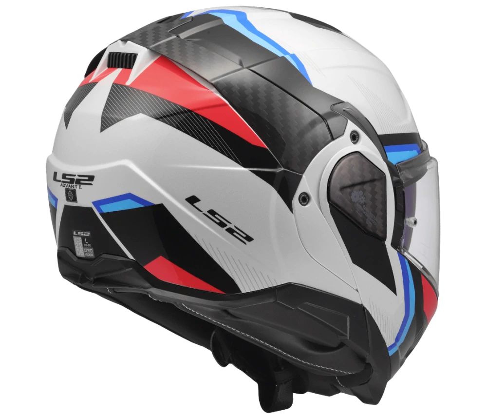 LS2 FF910 ADVANT II TRIPLE Gloss White Blue Red, překlápěcí helma na motorku