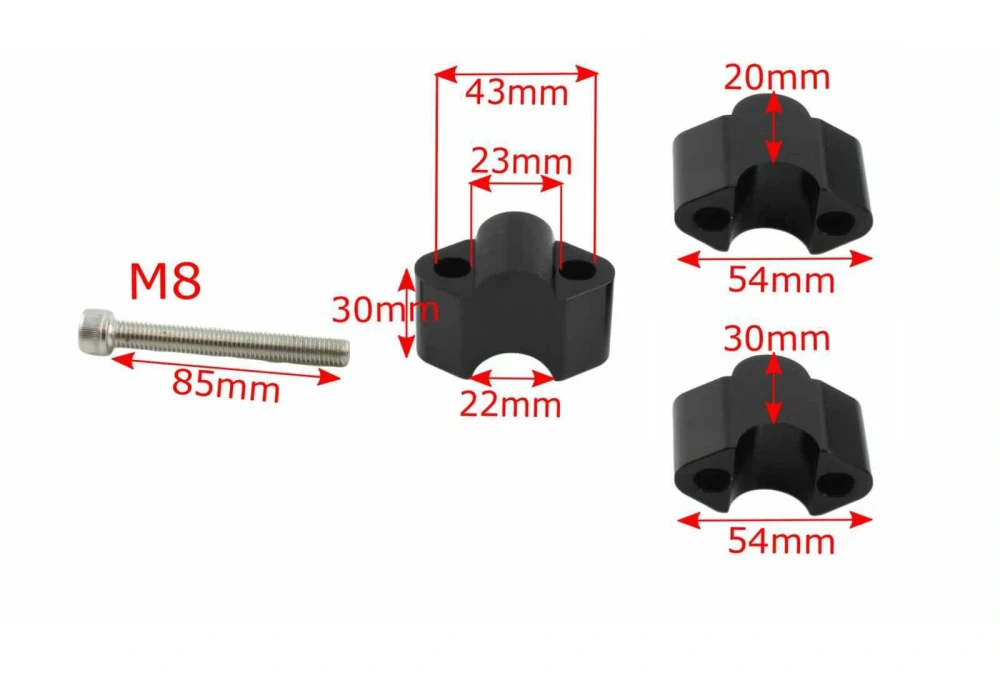 Adaptéry na zvýšení moto řídítek o 50 mm, průměr 22mm černá