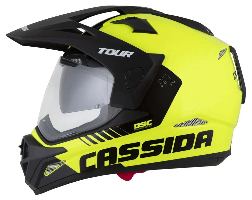 Enduro helma na motorku Cassida Tour 2.0 DUAL (žlutá fluo/černá/černý matný kšilt) lesklá