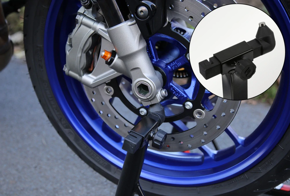 Sklopný pojízdný univerzální moto stojan přední a zadní set - trny / háky, SEFIS M20U