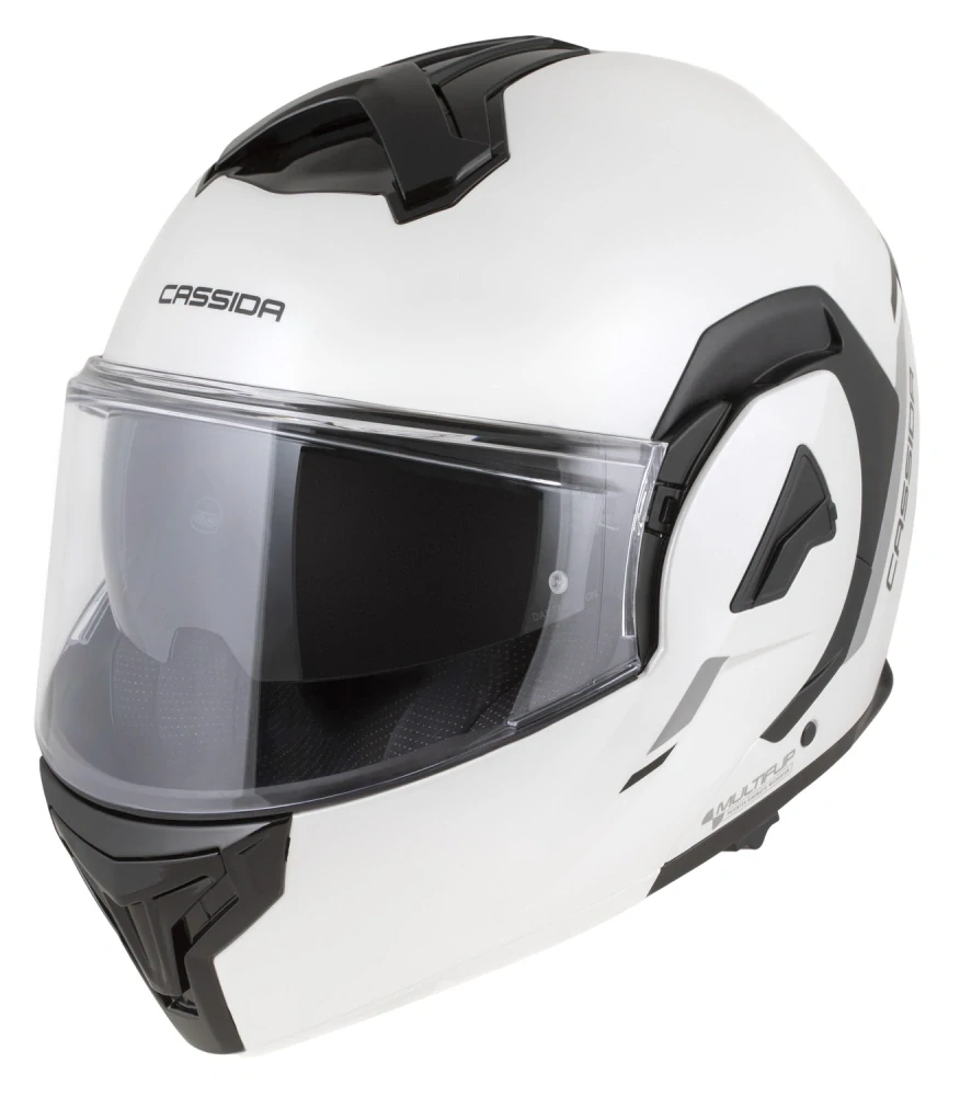 Překlopná helma na motorku CASSIDA MultiFlip Solid (bílá perleť/černá) + pinlock v ceně