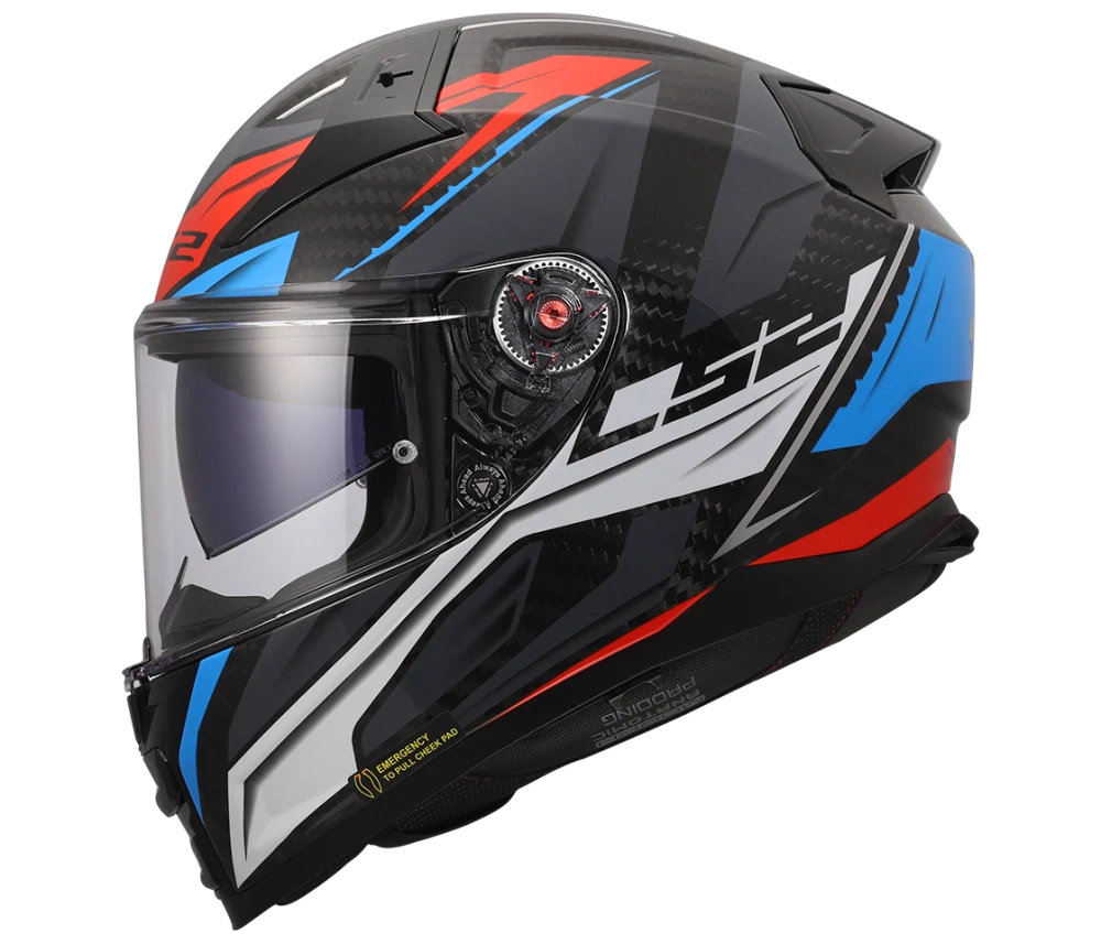 Helma na motorku LS2 FF811 VECTOR II C CARBON SAVAGE Gloss White Blue Red, lesklá