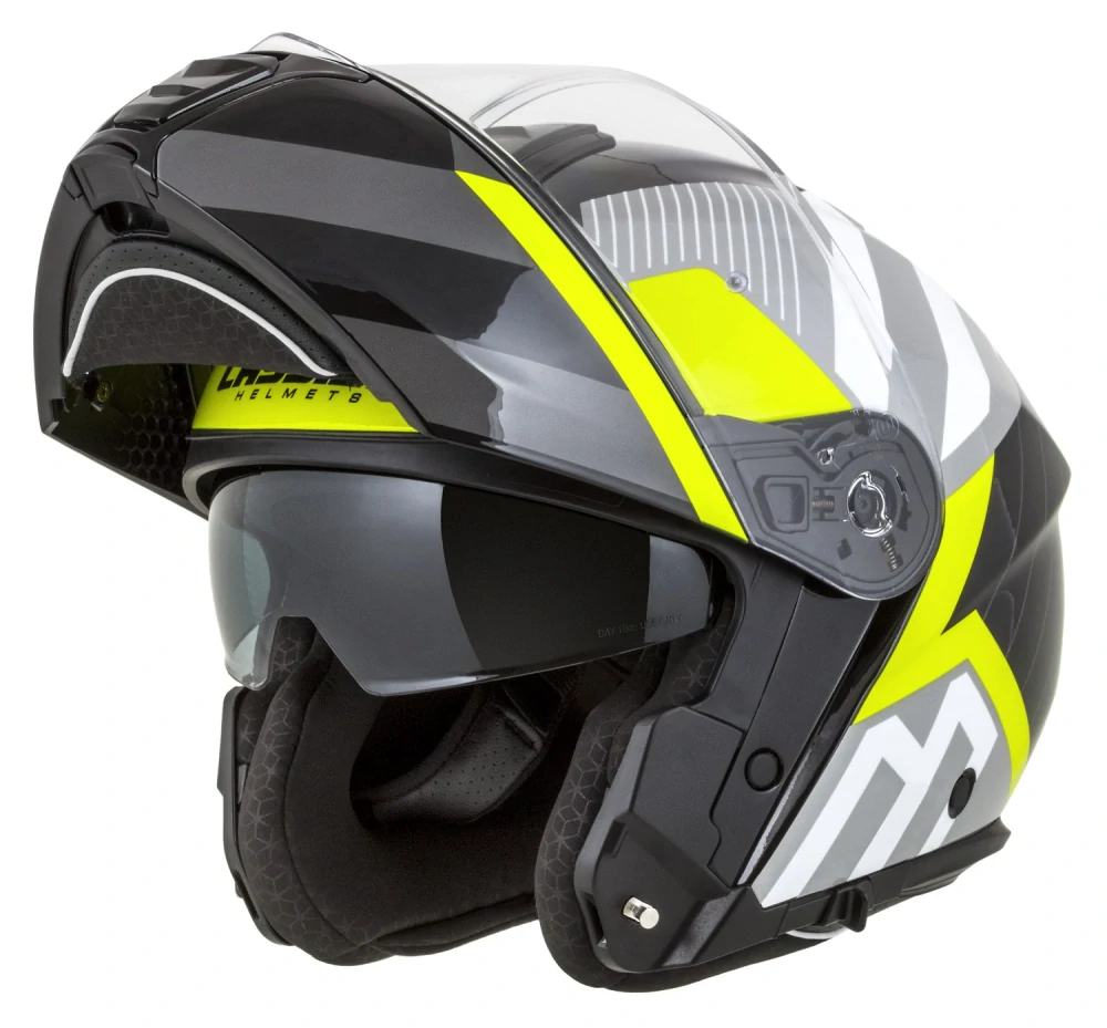 Cassida MODULO 2.1 PROFILE (bílá/černá/žlutá fluo/šedá lesklá), výklopná helma na motorku (sklolaminát)