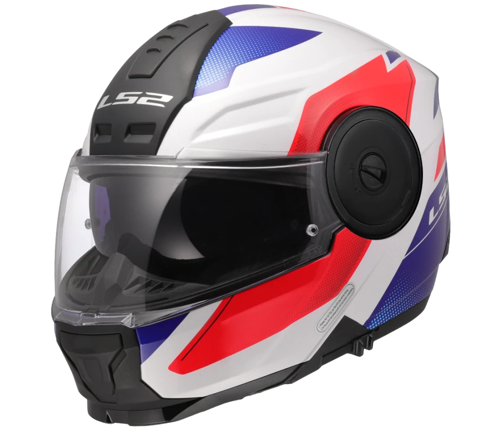 LS2 FF902 SCOPE II DURIA Gloss White Blue Red, výklopná helma na motorku + PINLOCK v ceně
