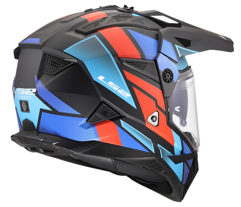 Enduro helma na motorku LS2 MX702 PIONEER II BLOCK Black Red Blue, matná