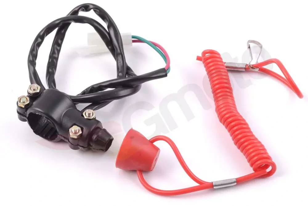 Emergency vypínač motoru na řídítka, spojovač "trhačka"
