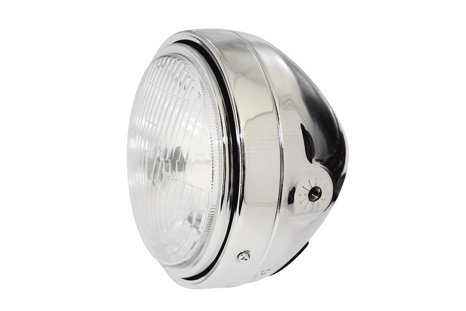 Světlo moto přední "MINI H4" 5,75" (165 mm) chrom