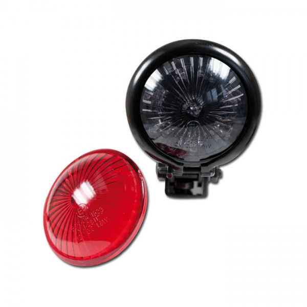 Světlo zadní na motorku chopper "Bates" černé-mat. LED