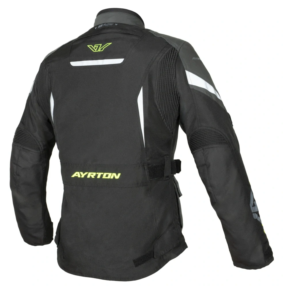 Dámská textilní bunda na motorku AYRTON Teressa II (černá/šedá/žlutá fluo)