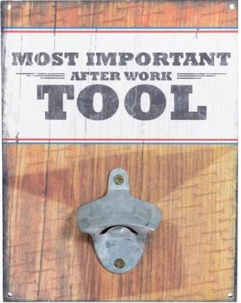 Otvírák láhví na zeď *Most important after work tool*,  pro motorkáře