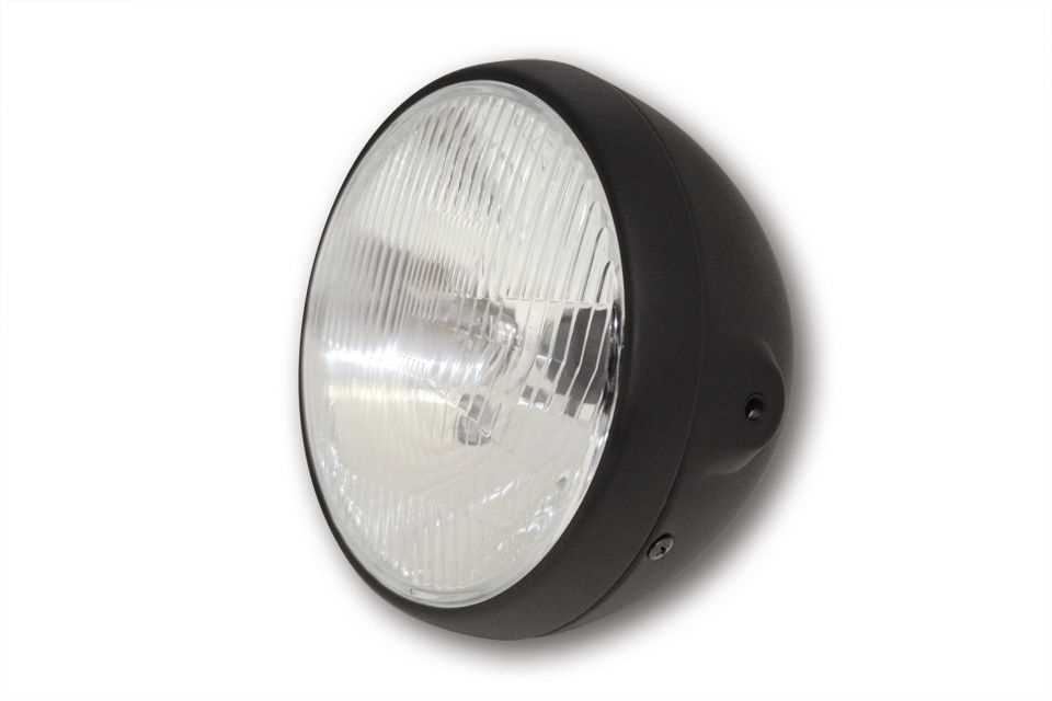 Moto-světlo "British Style" 7" (19 cm) černé, H4 uni