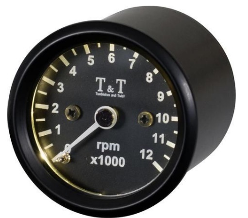 Otáčkoměr T&T černý do 12t., elektronic. 48 mm na motorku