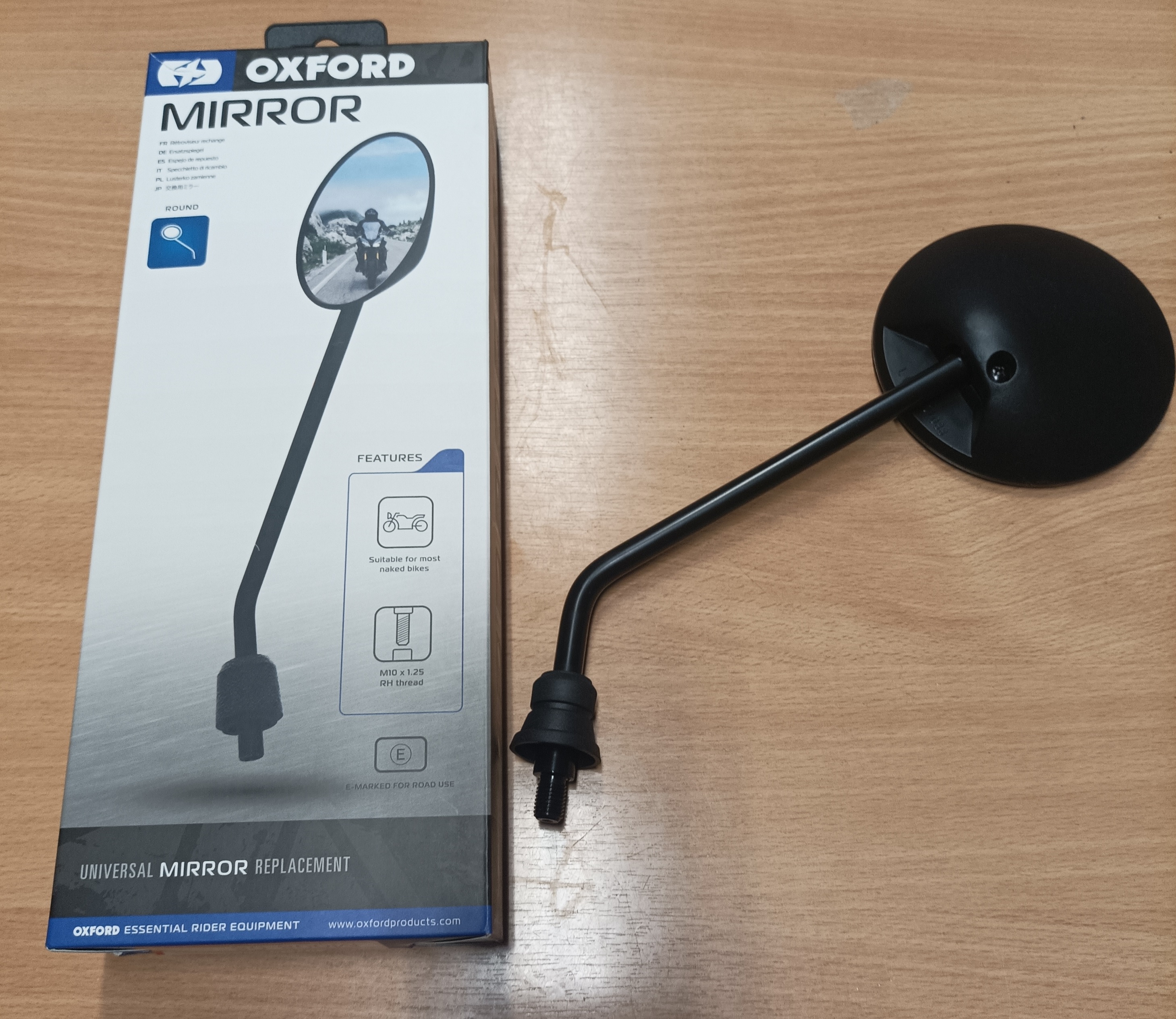 Zrcátko na motorku Oxford OX576 kulaté M10, kus