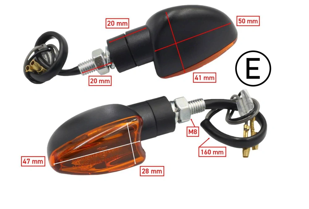 Moto-blinkry "Arrow" 20mm žárovkové černé PÁR, 21W