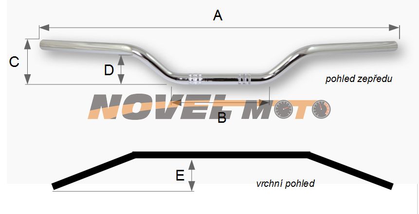 Řidítka na motorku s hrazdou hliníková ENDURO/STREET 22 mm, černá 780 mm