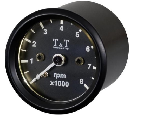 Otáčkoměr T&T černý do 8t., elektronic. 48 mm na motorku