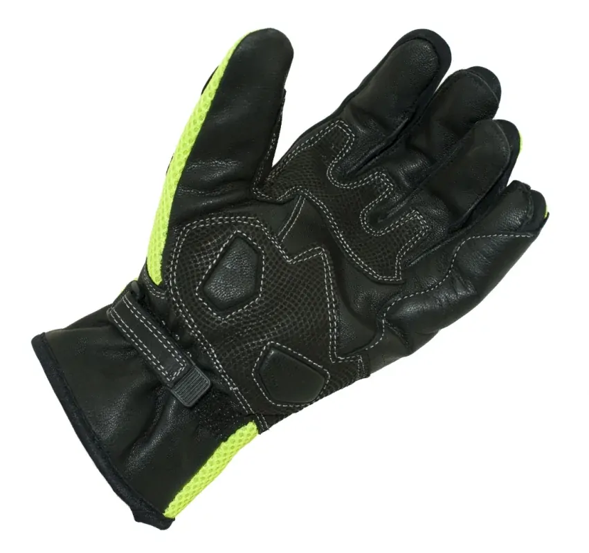 Letní rukavice na motorku MBW TYLOR černé/žlutá fluo