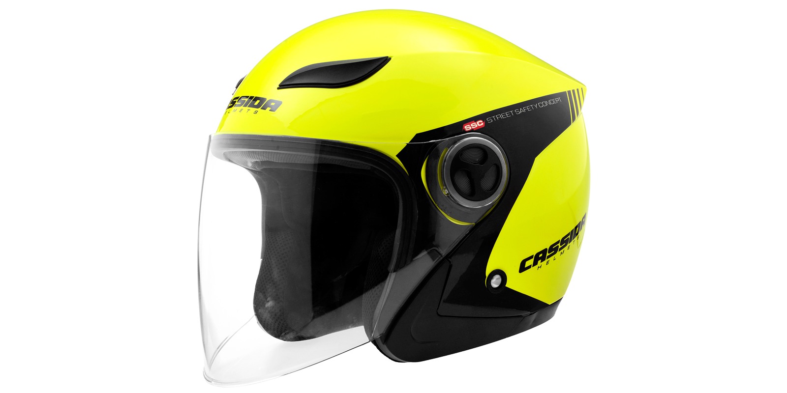 Cassida Reflex Safety žlutá fluo/černá, otevřená helma na motorku - výprodej v.XL