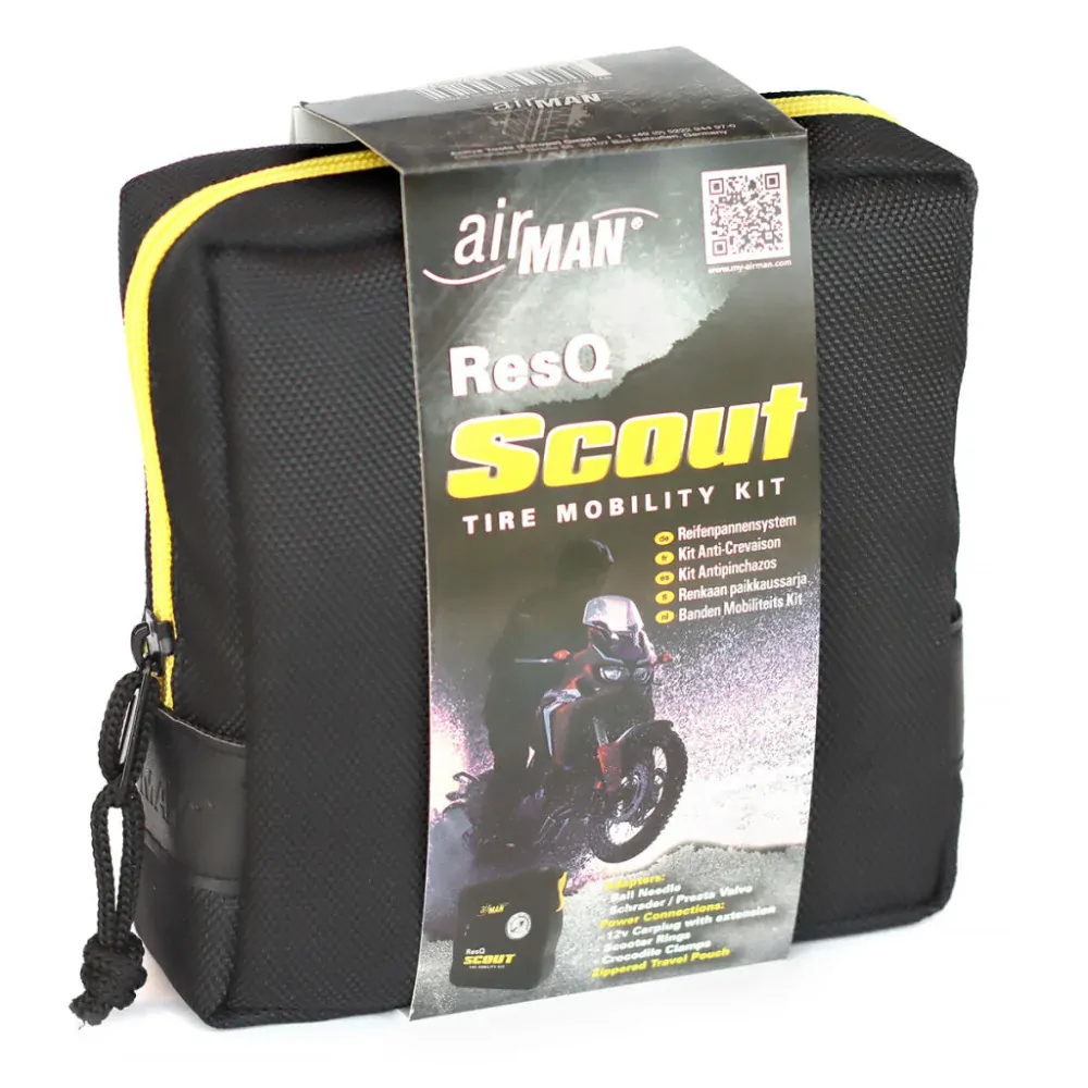Opravná sada na pneu - kompresor + lepení AirMan moto RESQ SCOUT, 12V kompresor