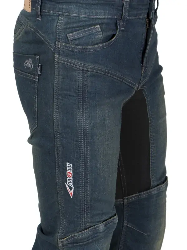 Kevlarové jeansy MBW DIEGO modré na motorku, kevlarové rifle