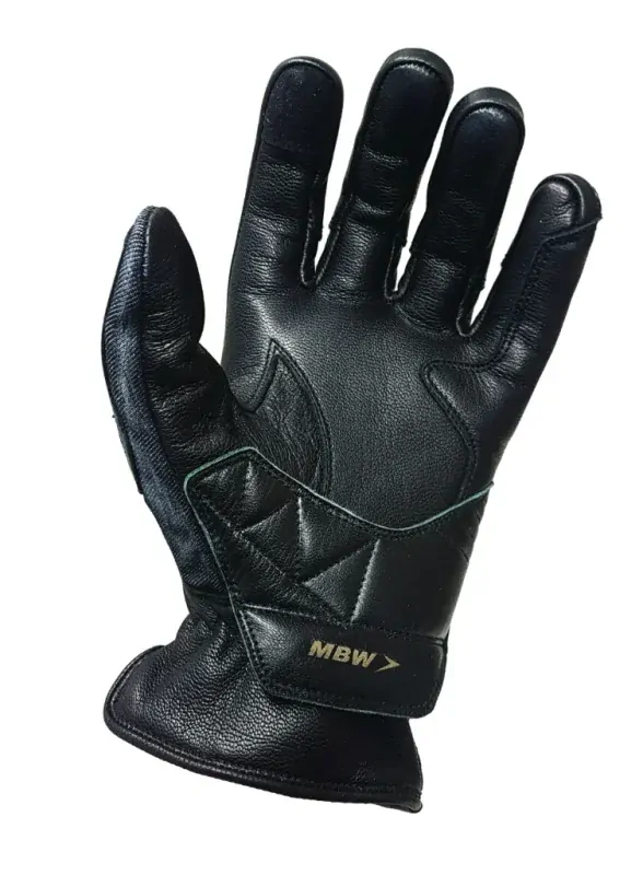 Rukavice na motorku MBW DENIM, kombinace kůže/textil