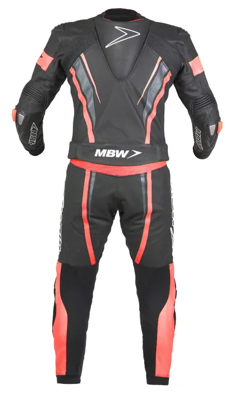 Kožená kombinéza na motorku MBW Flash RED (černá/červená), 2-dílná moto kombinéza + DOPRAVA ZDARMA