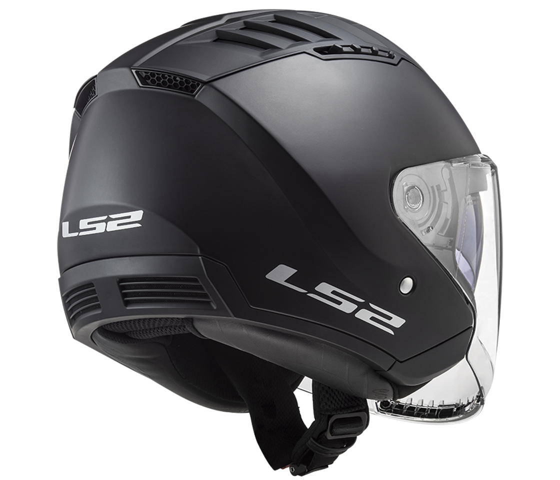 Helma na motorku LS2 OF600 Copter II Solid Black Matt, se sluneční clonou